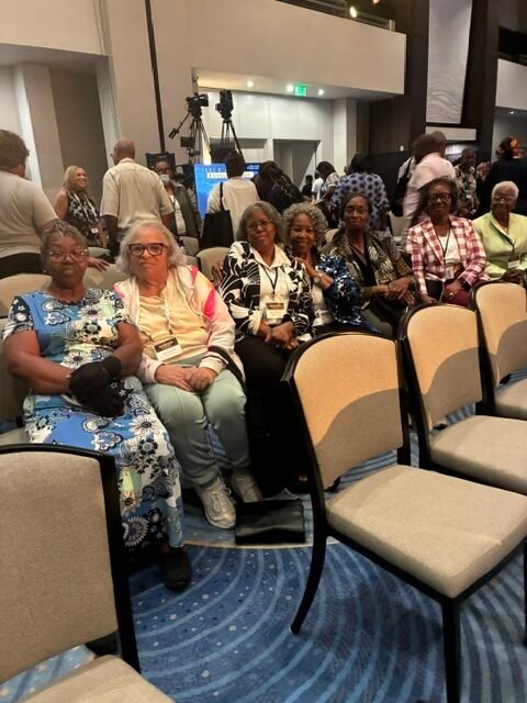Sis. Carolyn Thompson (New Jerusalem)
Sis. Susie Reynolds ( New Jerusalem)
Sis. Priscilla Denise Waller (Oak Grove)
Sis. Sheila Sullivan (New Jerusalem)
Sis. Lynda Hopson (New Jerusalem)
Sis. Linda Jenkins (Mt. Zion Baptist Church)
Sis. Ruth Cain Carter
(United Cornerstone)
Picture taken in the Centennial Ballroom at the Official Opening of the 129th Lott Carey Annual Session.
