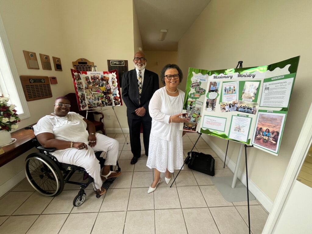 Red Bank Baptist Church Missionary Anniversary and Projects Display of 2026 projects -
L to R - Rochelle Wood, Deacon Samuel Dennard, Katherine Conrad